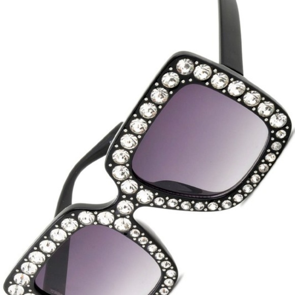 Pink Square Rhinestone Detail Tinted Sunglasses - Picture 6 of 8